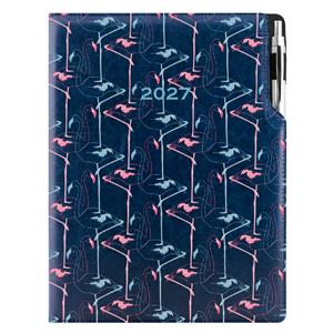Diár DESIGN týždenný A4 2027 - modrá - Flamingo