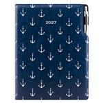 Diár DESIGN týždenný A4 2027 - modrá - Námorník - kotvy