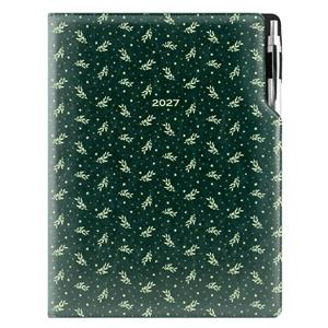 Diár DESIGN týždenný A4 2027 - zelená - Vetvičky
