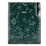 Diár DESIGN týždenný A5 2026 - zelená - Kvety