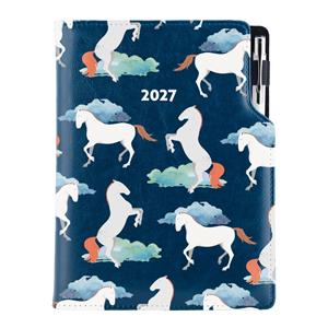Diár DESIGN týždenný A5 2027 poľský - modrý - kone