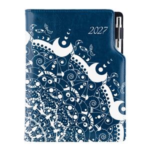Diár DESIGN týždenný A5 2027 poľský - modrý - ornament