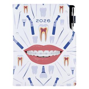 Diár DESIGN týždenný B5 2026 český - biela - zubár