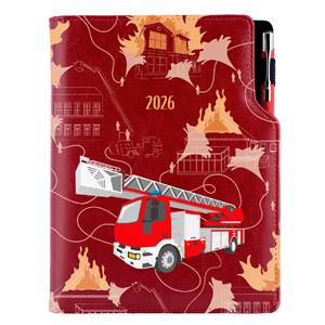 Diár DESIGN týždenný B5 2026 český - bordová - Hasič