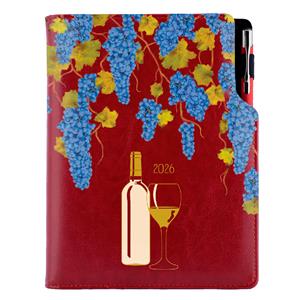 Diár DESIGN týždenný B5 2026 český - bordová - Víno