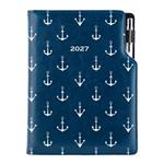 Diár DESIGN týždenný B5 2027 poľský - modrý - námorník - kotvy
