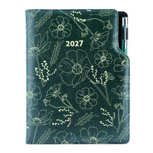 Diár DESIGN týždenný B6 2027 - zelená - Kvety