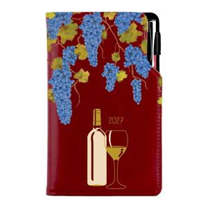 Diár DESIGN týždenný vreckový 2027 český - bordová - Víno