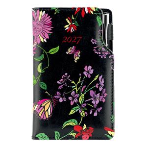 Diár DESIGN týždenný vreckový 2027 český - čierna - Kvety