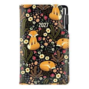 Diár DESIGN týždenný vreckový 2027 český - čierna - Líška