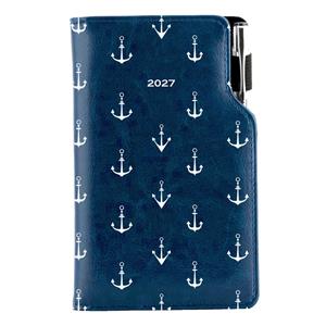 Diár DESIGN týždenný vreckový 2027 poľský - modrý - námorník - kotvy