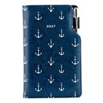 Diár DESIGN týždenný vreckový 2027 poľský - modrý - námorník - kotvy