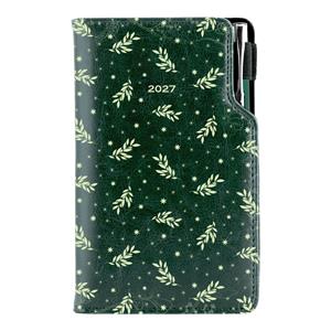 Diár DESIGN týždenný vreckový 2027 poľský - zelená - vetvičky