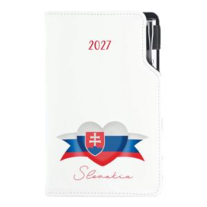 Diár DESIGN týždenný vreckový 2027 slovenský - biela - Slovensko - vlajka