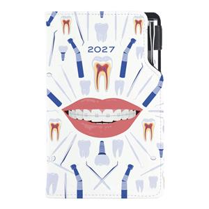 Diár DESIGN týždenný vreckový 2027 slovenský - biela - zubár