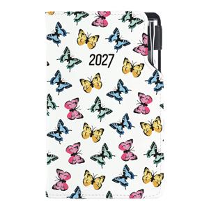 Diár DESIGN týždenný vreckový 2027 slovenský - Motýle farebné