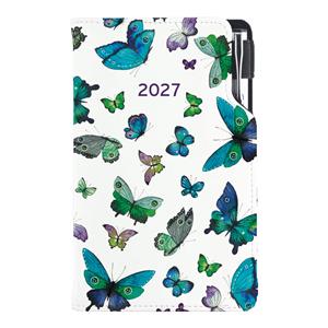 Diár DESIGN týždenný vreckový 2027 slovenský - Motýle modré