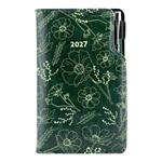 Diár DESIGN týždenný vreckový 2027 slovenský - zelená - Kvety
