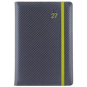 Diár ELASTIC denný A5 2027 český - grafit/zelená gumička