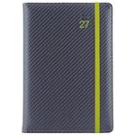 Diár ELASTIC denný A5 2027 český - grafit/zelená gumička