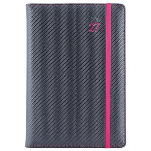 Diár ELASTIC denný A5 2027 slovenský - grafit/magenta gumička