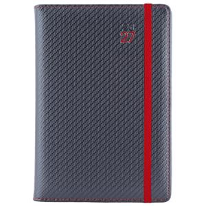 Diár ELASTIC týždenný B6 2027 - grafit/červená gumička