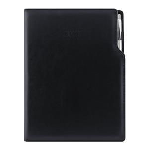 Diár GEP s perom denný A4 2027 polský - čierna, čierné vnútro