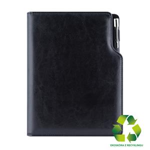 Diár GEP s perom denný A5 2027 polský - čierna/čierné vnútro - recyklovaná koženka