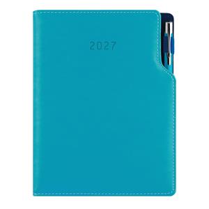 Diár GEP s perom denný A5 2027 polský - tyrkysová, modré vnútro