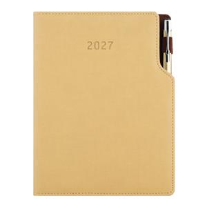 Diár GEP s perom denný A5 2027 slovenský - béžová/hnedé vnútro