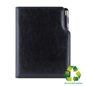 Diár GEP s perom týždenný A5 2027 český - čierna/čierne vnútro - recyklovaná koženka