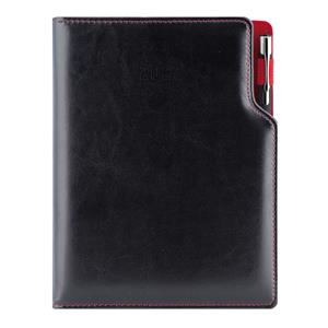 Diár GEP s perom týždenný B6 2027 - čierna/červené vnútro