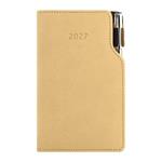 Diár GEP s perom týždenný vreckový 2027 český - béžová/hnedé vnútro