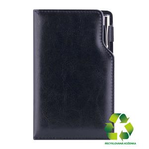 Diár GEP s perom týždenný vreckový 2027 český - čierna/čierne vnútro - recyklovaná koženka