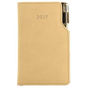 Diár GEP s perom týždenný vreckový 2027 slovenský - béžová/hnedé vnútro