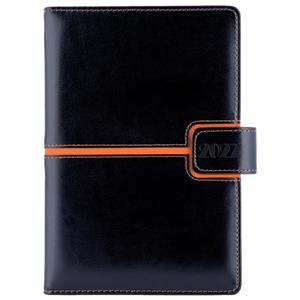 Diár MAGNETIC denný A5 2027 český - čierna/oranžová