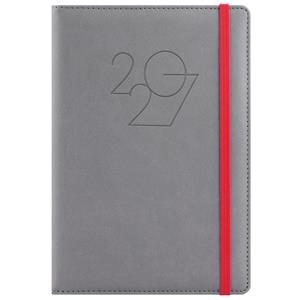 Diár POLY týždenný A5 2027 český - sivá/červená gumička