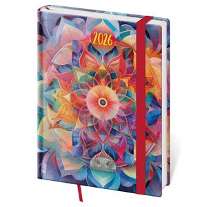 Diár týždenný B6 2026 Vario - Kaleidoscope s gumičkou