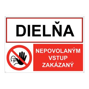 Dielňa-Nepovolaným vstup zakázaný, kombinácia, plast 2mm s dierkami-210x148mm