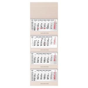 Drevený štvormesačný kalendár Kvatro Wood skládaný český so špirálou 2025 - sivý