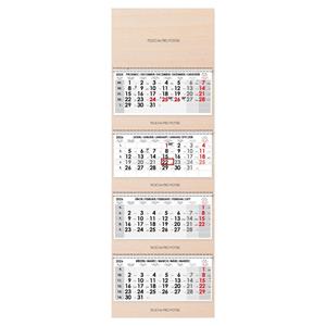 Drevený štvormesačný kalendár Kvatro Wood skládaný český so špirálou 2026 - sivý