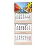 Drevený trojmesačný kalendár Trio Wood Benátky skládaný český so špirálou 2027 - sivý