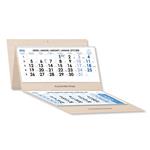 Drevený trojmesačný kalendár Trio Wood skládaný český so špirálou 2026 - modrý