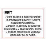 EET Elektronická evidencia tržieb - bezpečnostná tabuľka, plast 0,5 mm, A5