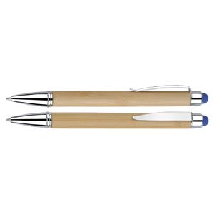 Guľôčkové pero Blustery - svetlé drevo/modrá