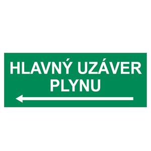 Hlavný uzáver plynu vľavo, plast 1mm 210x80mm