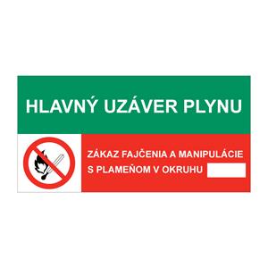 Hlavný uzáver plynu-Zákaz manipulácie s plameňom v okruhu, kombinácia,plast 1mm,150x75mm