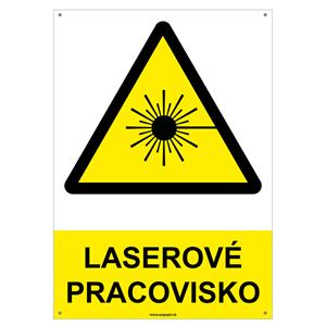 Laserové pracovisko - bezpečnostná tabuľka s dierkami, plast 2 mm - A4