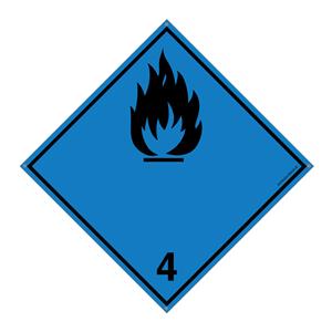 MATERIAŁY WYTWARZAJĄCE W KONTAKCIE Z WODĄ GAZY ZAPALNE PODKLASA 4 CZARNY SYMBOL, płyta PVC 2 mm z dziurkami, 100x100 mm