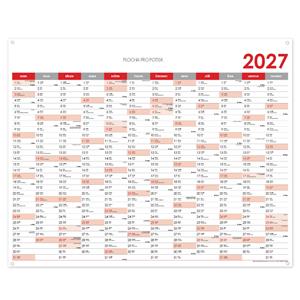 Nástenná plánovacia mapa 2027 CZ s očkami na zavesenie - 100 x 80 cm - červená